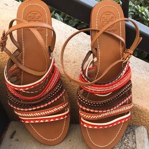 Tony Burch sandals orange & brown